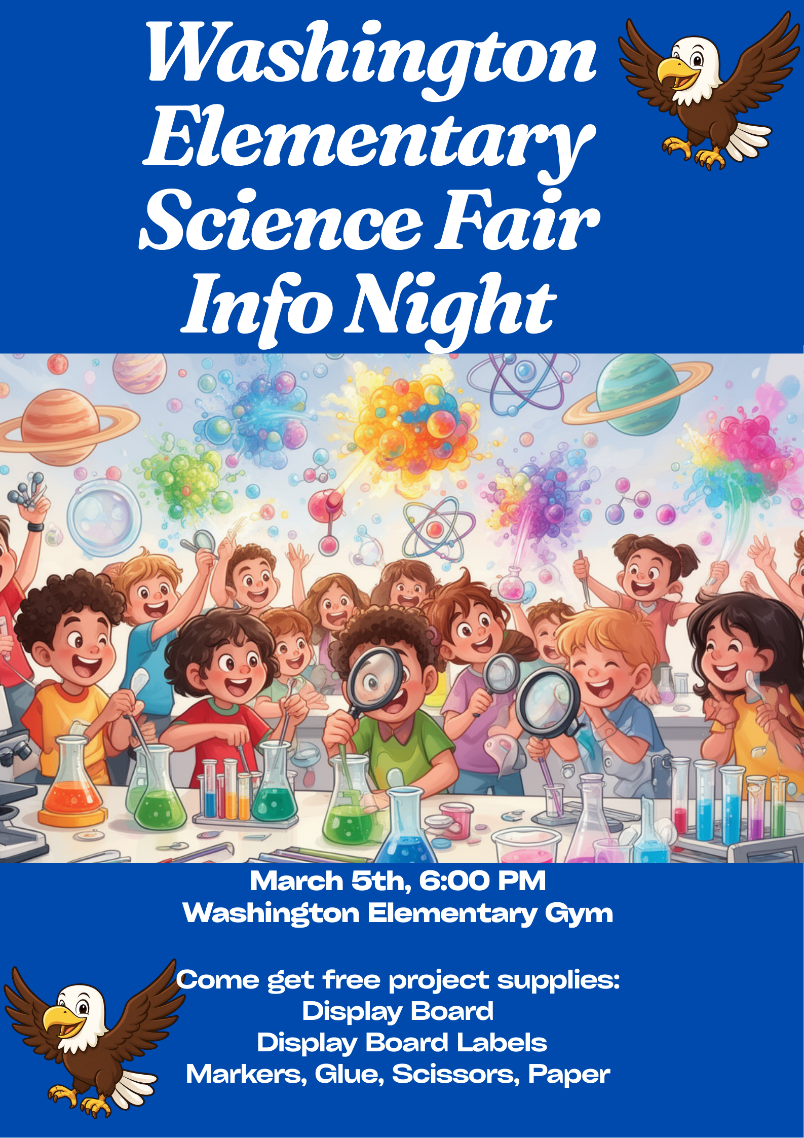 science fair info night - March 5th at 6pm in the Washington Elementary gym