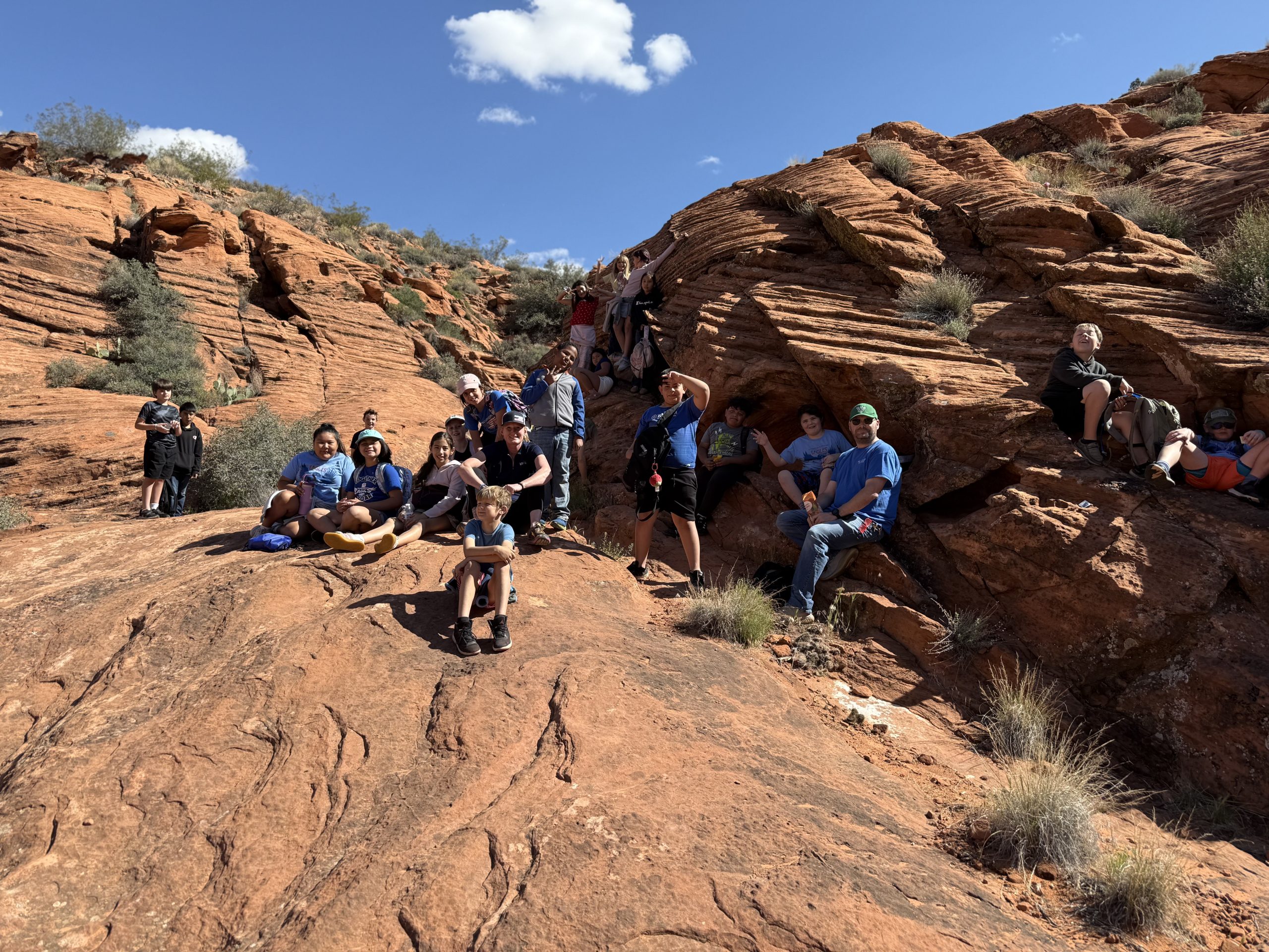 Students posing for a picture in Snow Canyon
